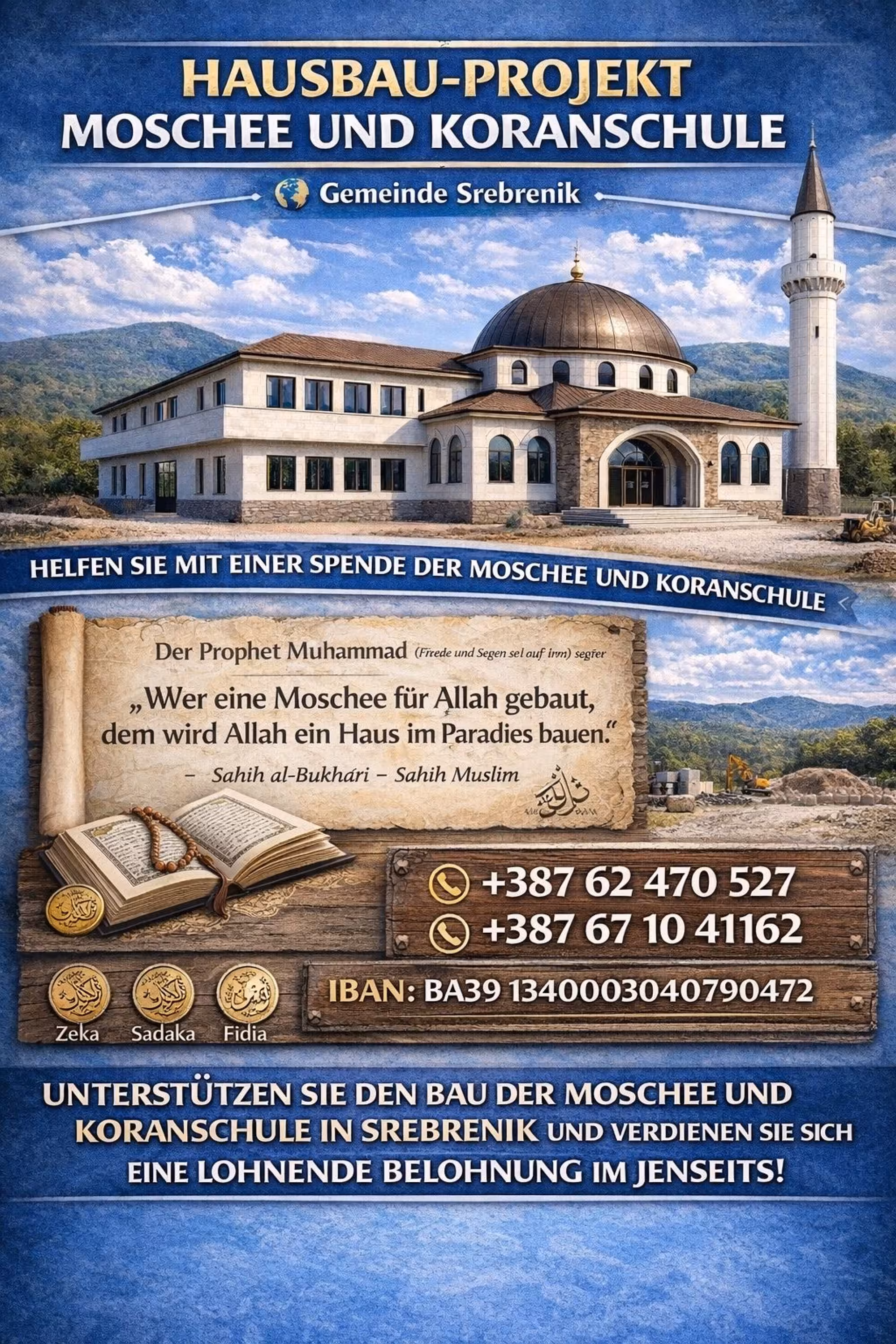 Bauprojekt Moschee & Quranschule Srebrenik