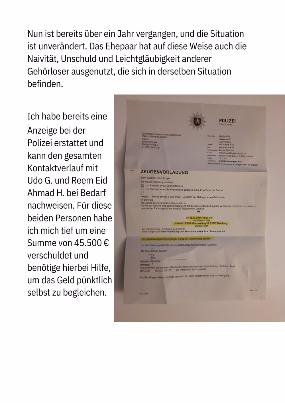 Ein Bruder in großer finanzieller Not
