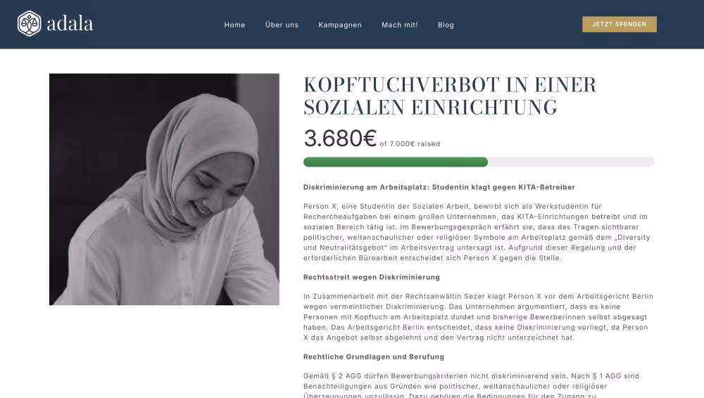Gegen „Kopftuchverbote“ - wir finanzieren Klagen und klären auf. Es reicht!