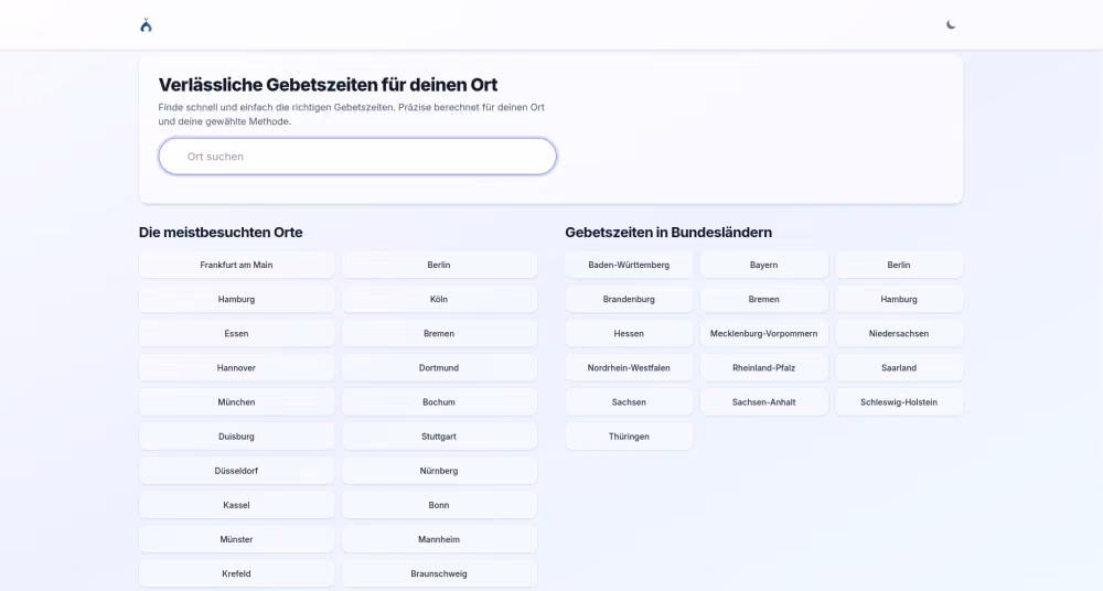 gebetszeiten.de | Verlässliche Gebetszeiten erhalten