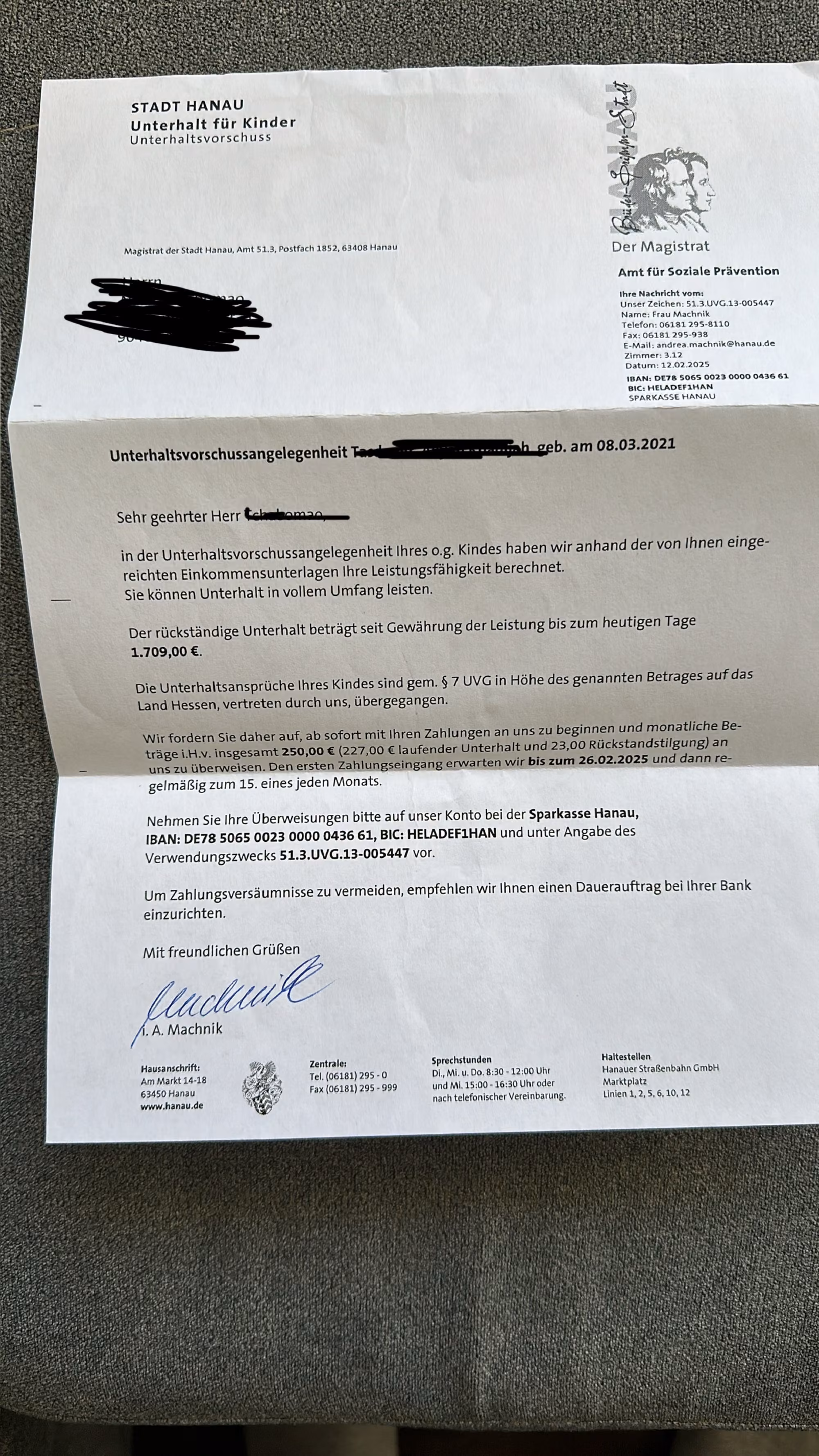 Unterstützung für einen Bruder in finanzieller Not